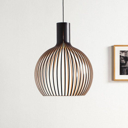 Royelux Modern Slatted Wooden Pendant Light for Dining Room Ambiance
