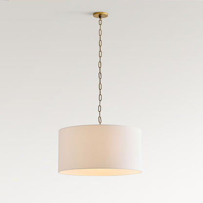 Royelux Modern Farmhouse White Linen Drum Pendant Light