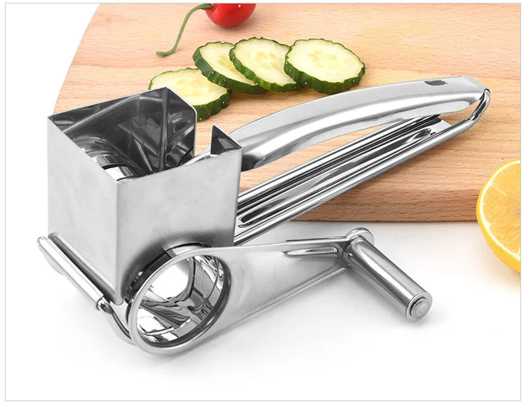 Royallure Stainless Steel Cheese Grater with 3 Interchangeable Blades — Ergonomic Kitchen Gadget