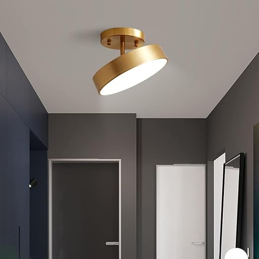 LuxRoyale Modern Gold LED Ceiling Spotlight - Dimmable Rotating Directional Flush Mount
