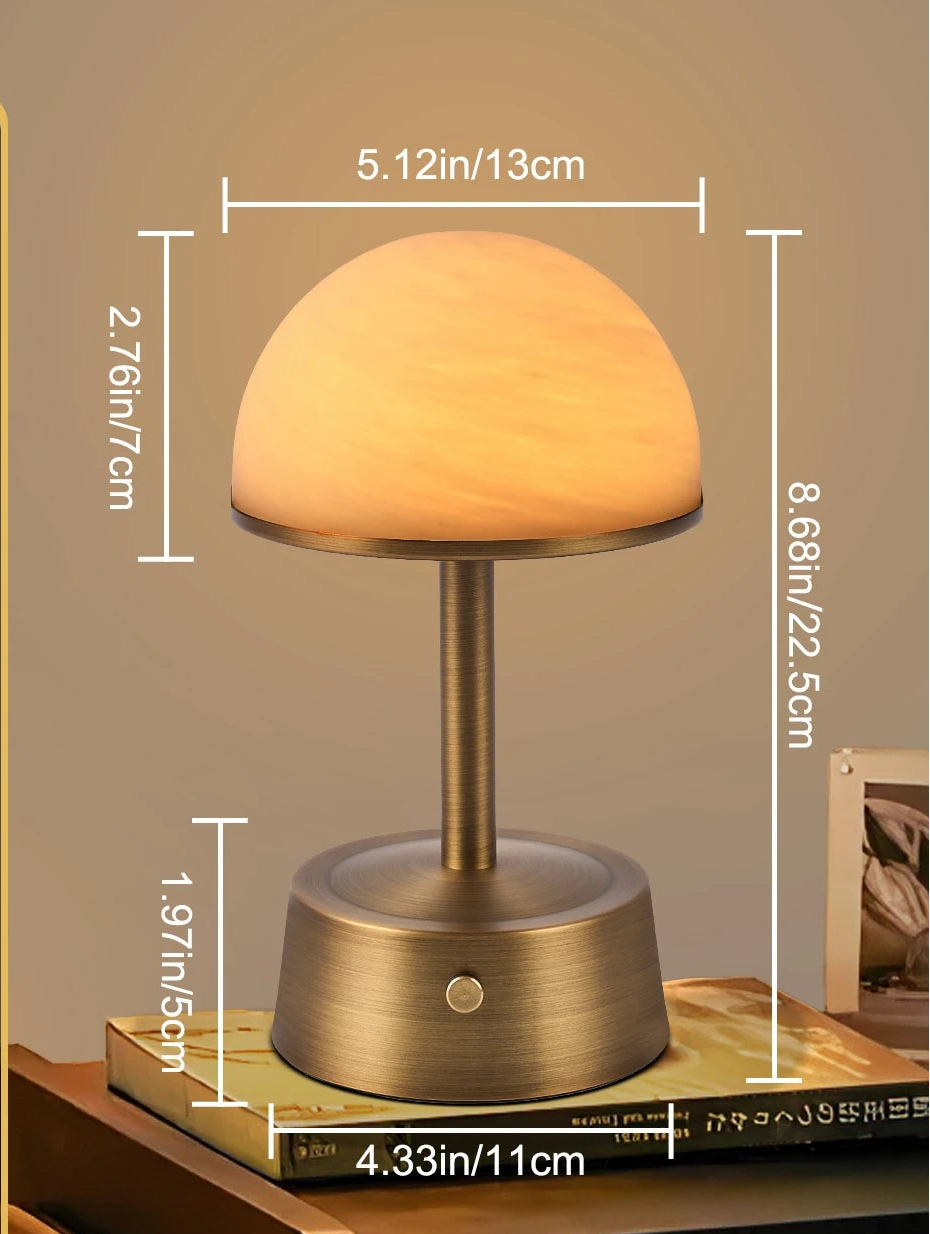 Royelux Rechargeable Alabaster Table Lamp - Cordless Touch Control LED Bedside Light