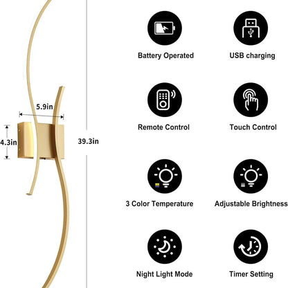 RoyaleGlow Modern Wireless Wall Sconce - Dimmable LED with Remote & 3 Color Temps