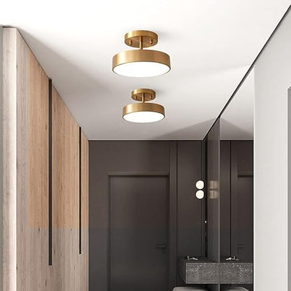 LuxRoyale Modern Gold LED Ceiling Spotlight - Dimmable Rotating Directional Flush Mount