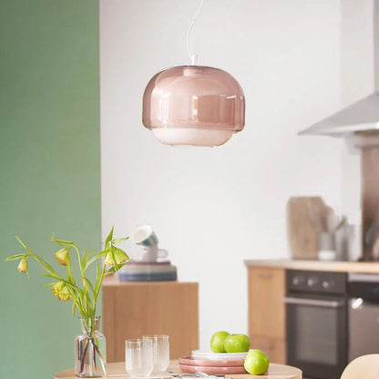 RoyaleGlow Nordic Double-Dome Glass Pendant Light - Modern Ceiling Lamp