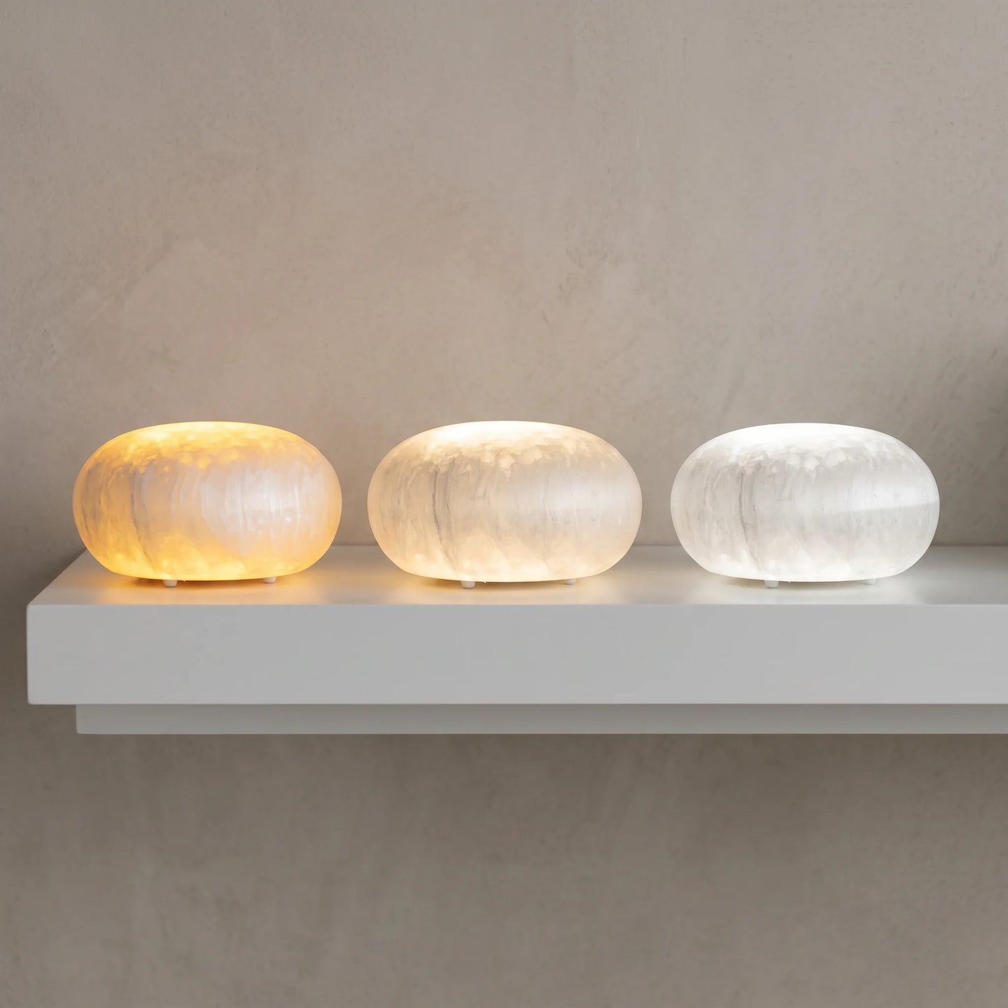 RoyaleGlow Rechargeable Selenite Crystal Lamp for Peaceful Home & Office Decor
