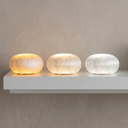 RoyaleGlow Rechargeable Selenite Crystal Lamp for Peaceful Home & Office Decor