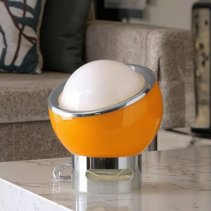 RoyaleGlow Retro Swivel Globe Table Lamp - White Glass & Chrome Accent Light