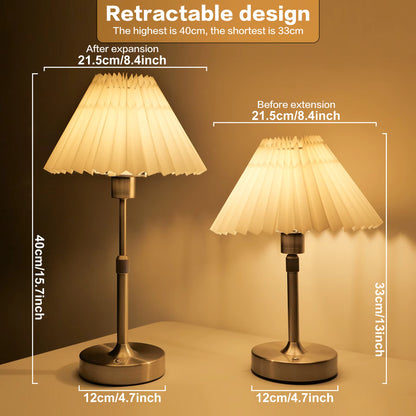 Royelux Rechargeable Cordless LED Table Lamp - Pleated Shade, Dimmable, Portable Design