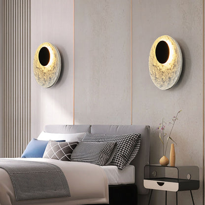 Royelux Modern Eclipse LED Wall Sconce - Snow White Textured Finish for Living Room
