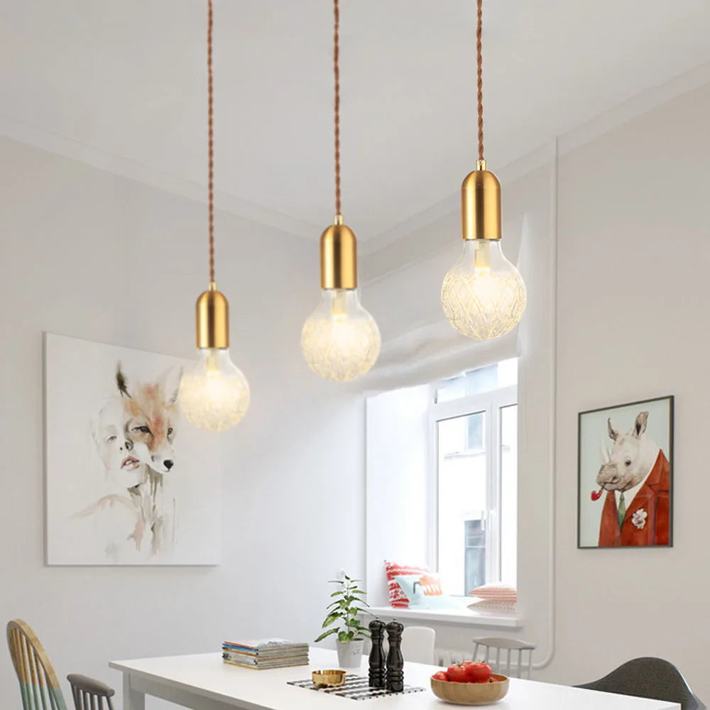 LuxRoyale Golden Brass Pendant Light with Diamond Cut Glass Shade