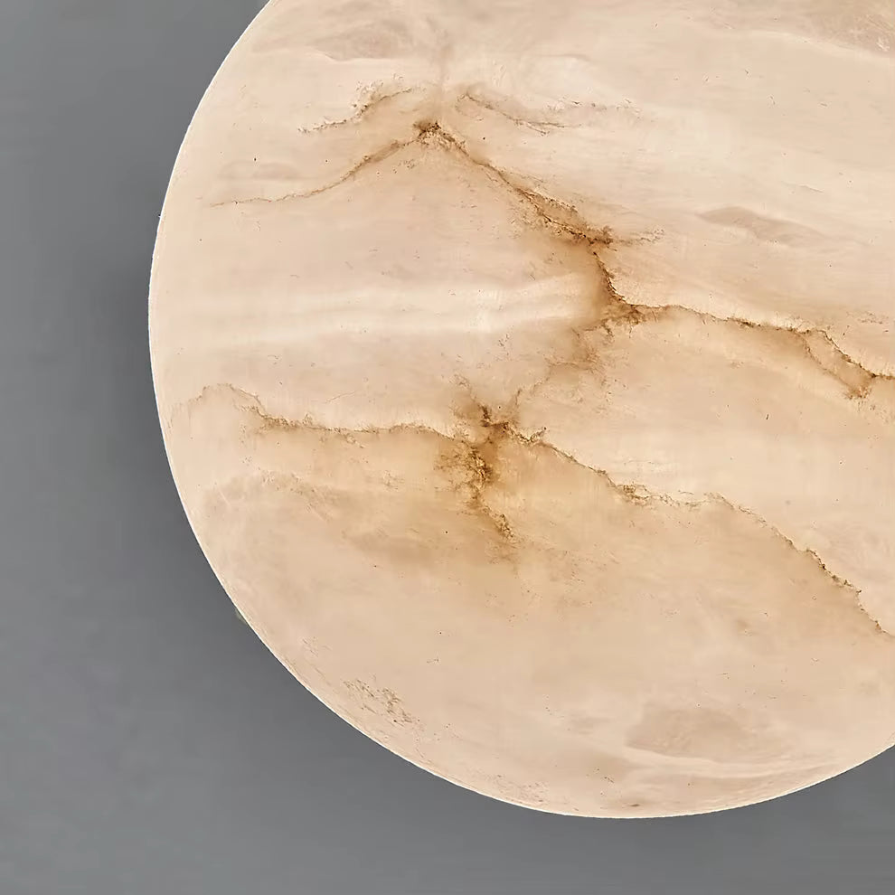 RoyaleGlow Alabaster Brass Flush Mount Ceiling Light - Modern Globe Fixture