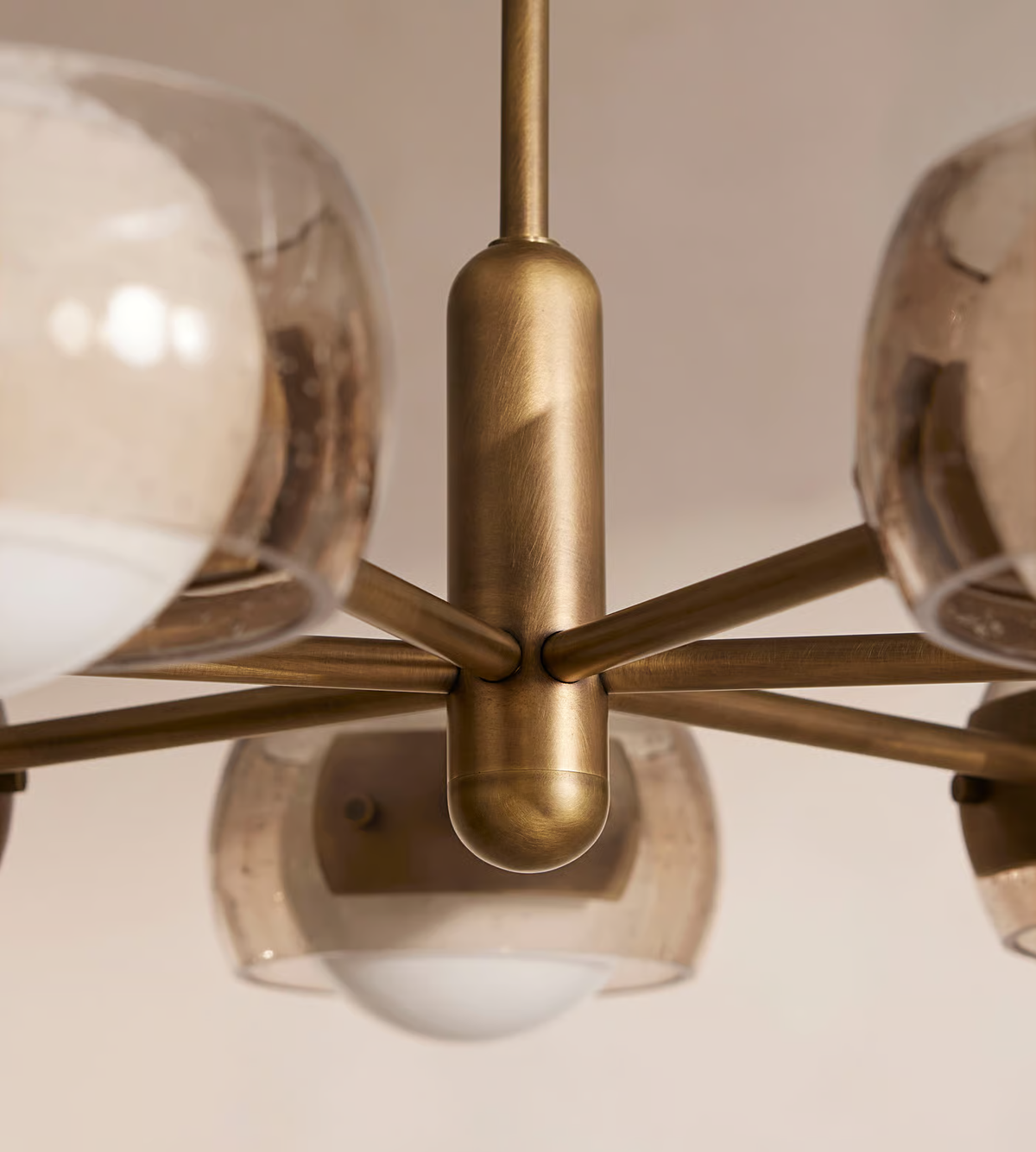 Royelux Dual Glass Globe Chandelier - Mid Century Modern Bronze Pendant Light