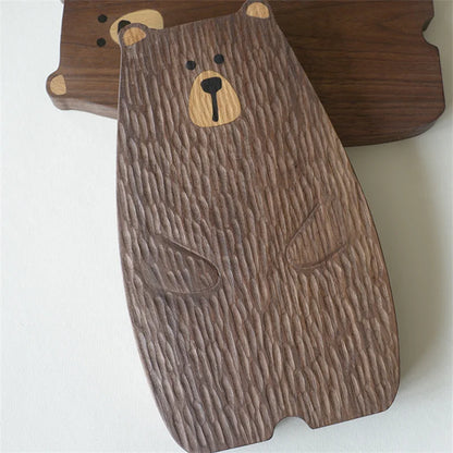 RoyaleGlow Rustic Bear Wood Cutting Board - Unique Animal-Shaped Charcuterie & Serving Tray
