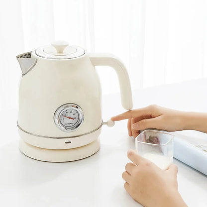 Royallure 58 oz Retro Stainless Steel Electric Kettle – 1500 W Fast-Boil, Temperature Display, Auto Shut-Off