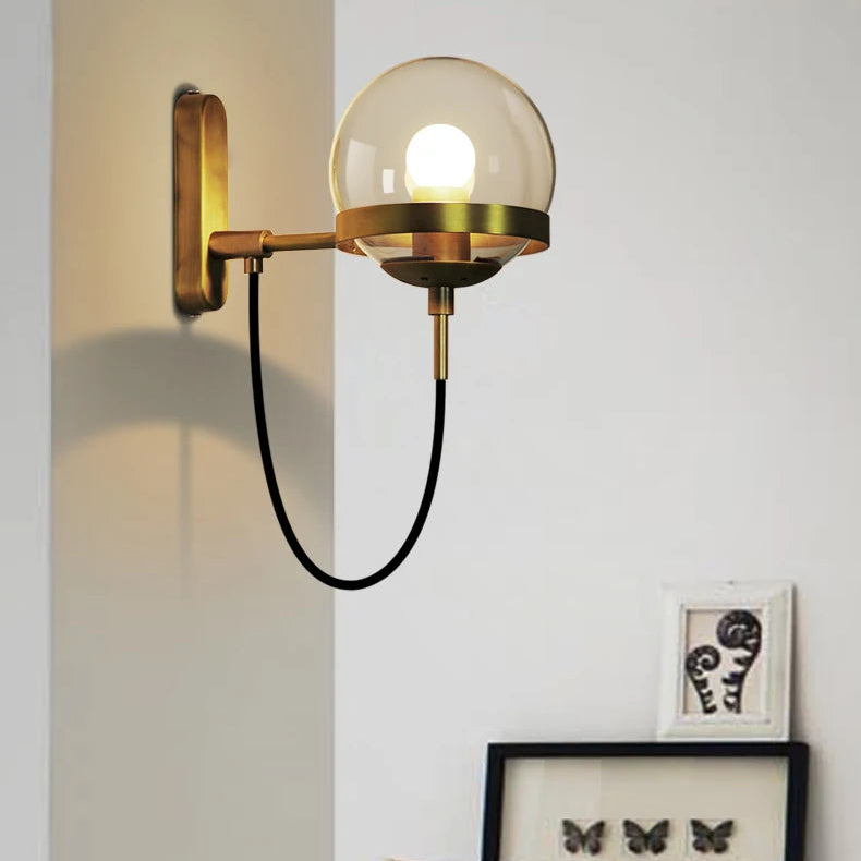 Royallure Retro Spherical Wall Sconce Lighting with Elegant Glass and Iron Design