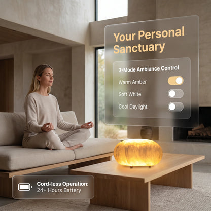 RoyaleGlow Rechargeable Selenite Crystal Lamp for Peaceful Home & Office Decor