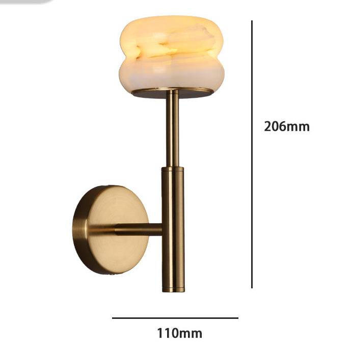 RoyaleGlow Wireless Alabaster Wall Sconce - Rechargeable LED Lamp with Remote Control