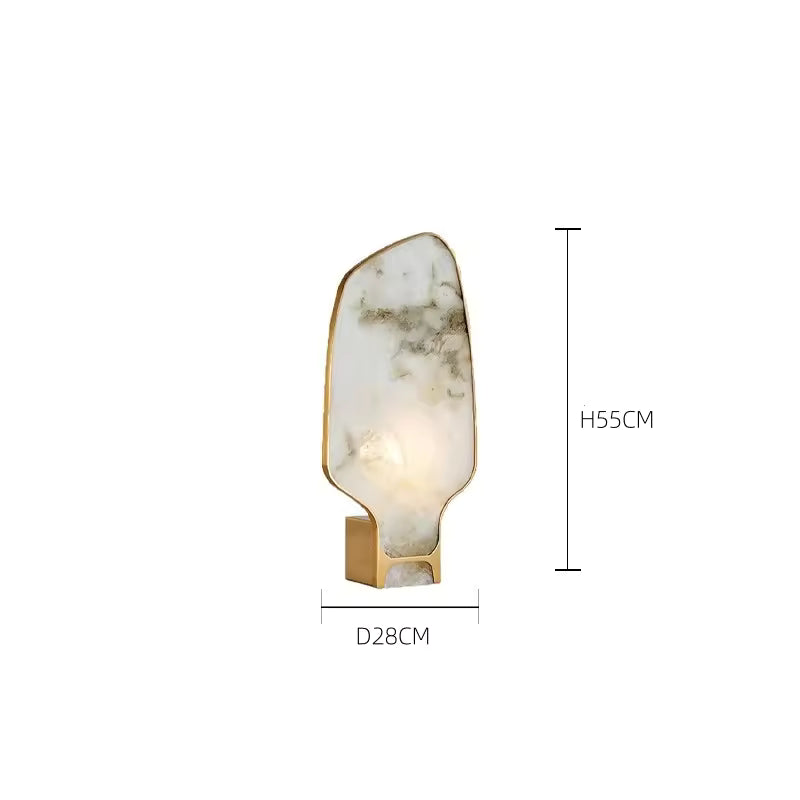 LuxRoyale Modern Alabaster Accent Lamp with Brass Base - Natural Stone Table Lamp
