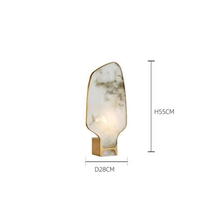 LuxRoyale Modern Alabaster Accent Lamp with Brass Base - Natural Stone Table Lamp