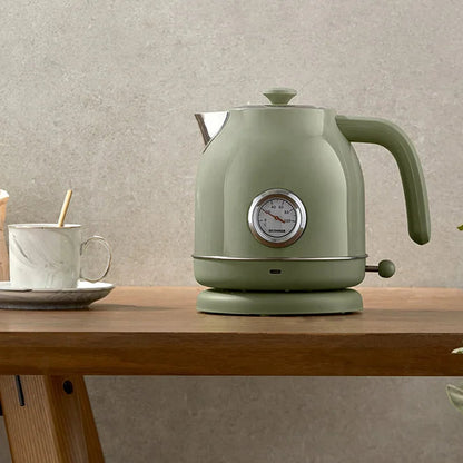 Royallure 58 oz Retro Stainless Steel Electric Kettle – 1500 W Fast-Boil, Temperature Display, Auto Shut-Off