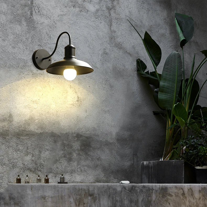 Royaleva Industrial Matte Black Metal Wall Sconce with Exposed Bulb
