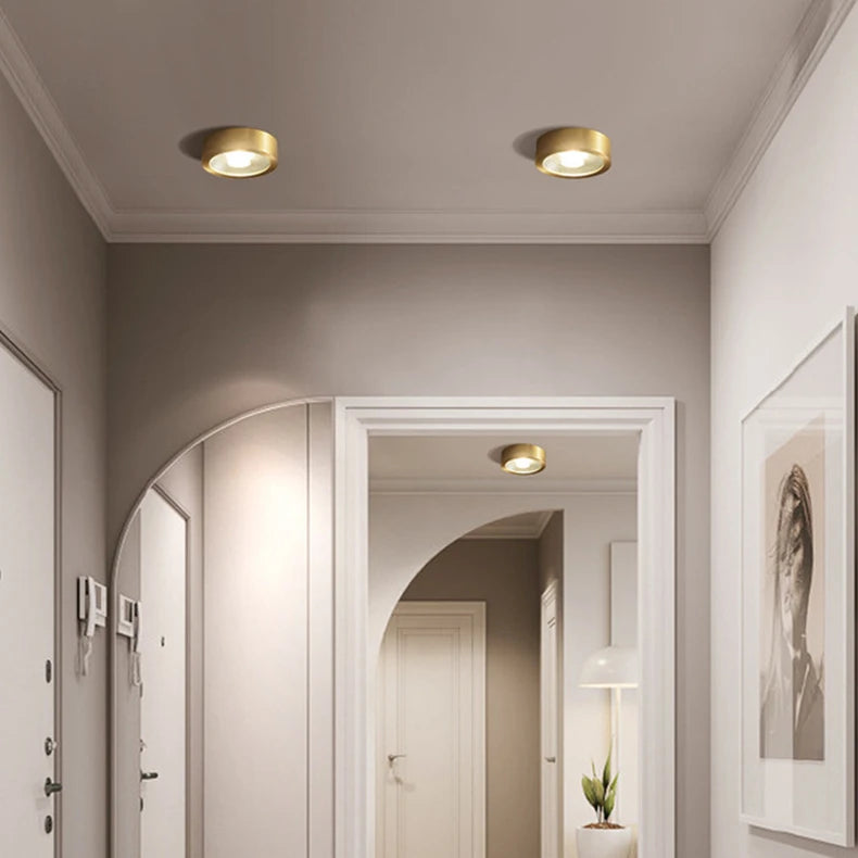 Lumora Copper Flush Mount Built In LED Ceiling Light For Hallway Living Room Bedroom