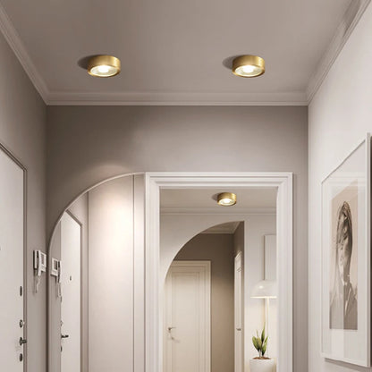 Lumora Copper Flush Mount Built In LED Ceiling Light For Hallway Living Room Bedroom