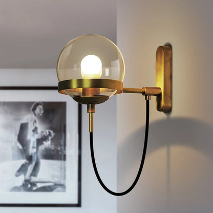 Royallure Retro Spherical Wall Sconce Lighting with Elegant Glass and Iron Design