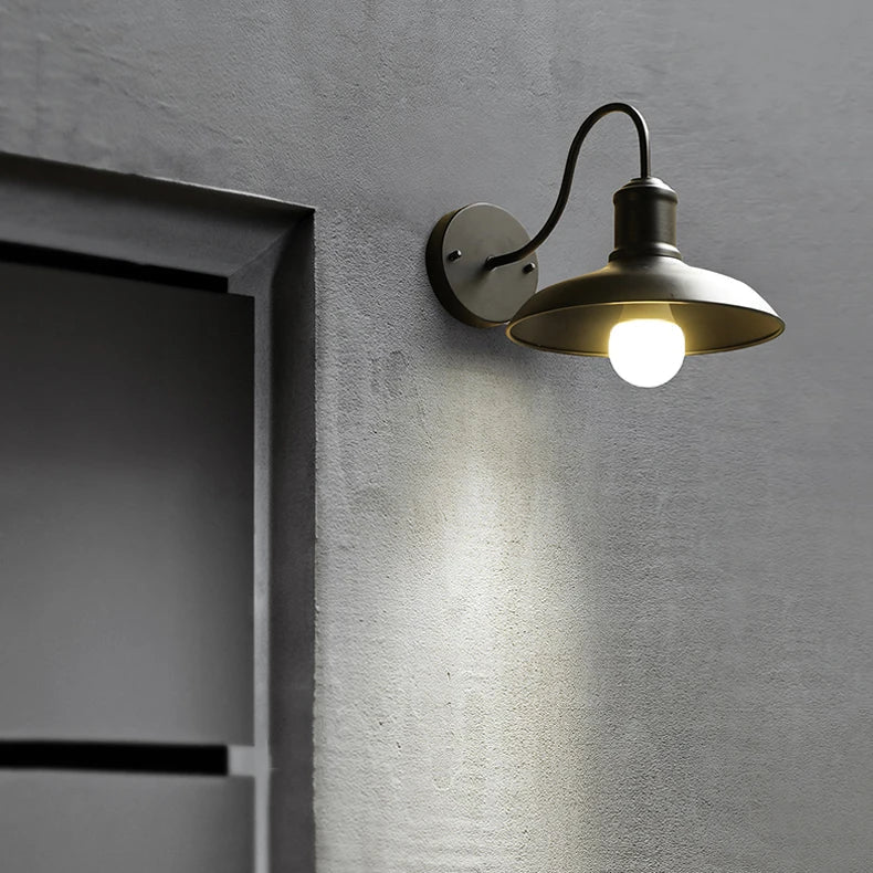 Royaleva Industrial Matte Black Metal Wall Sconce with Exposed Bulb