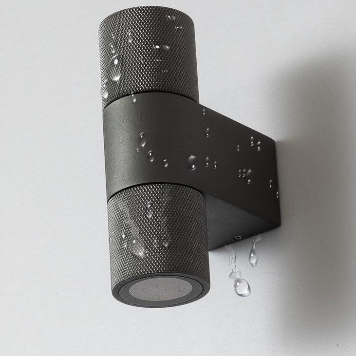 LuxRoyale Gold & Black Outdoor Up Down Wall Sconce - 12W IP65 LED Exterior Light