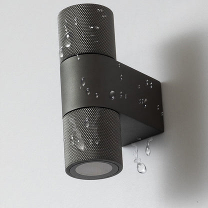 LuxRoyale Gold & Black Outdoor Up Down Wall Sconce - 12W IP65 LED Exterior Light