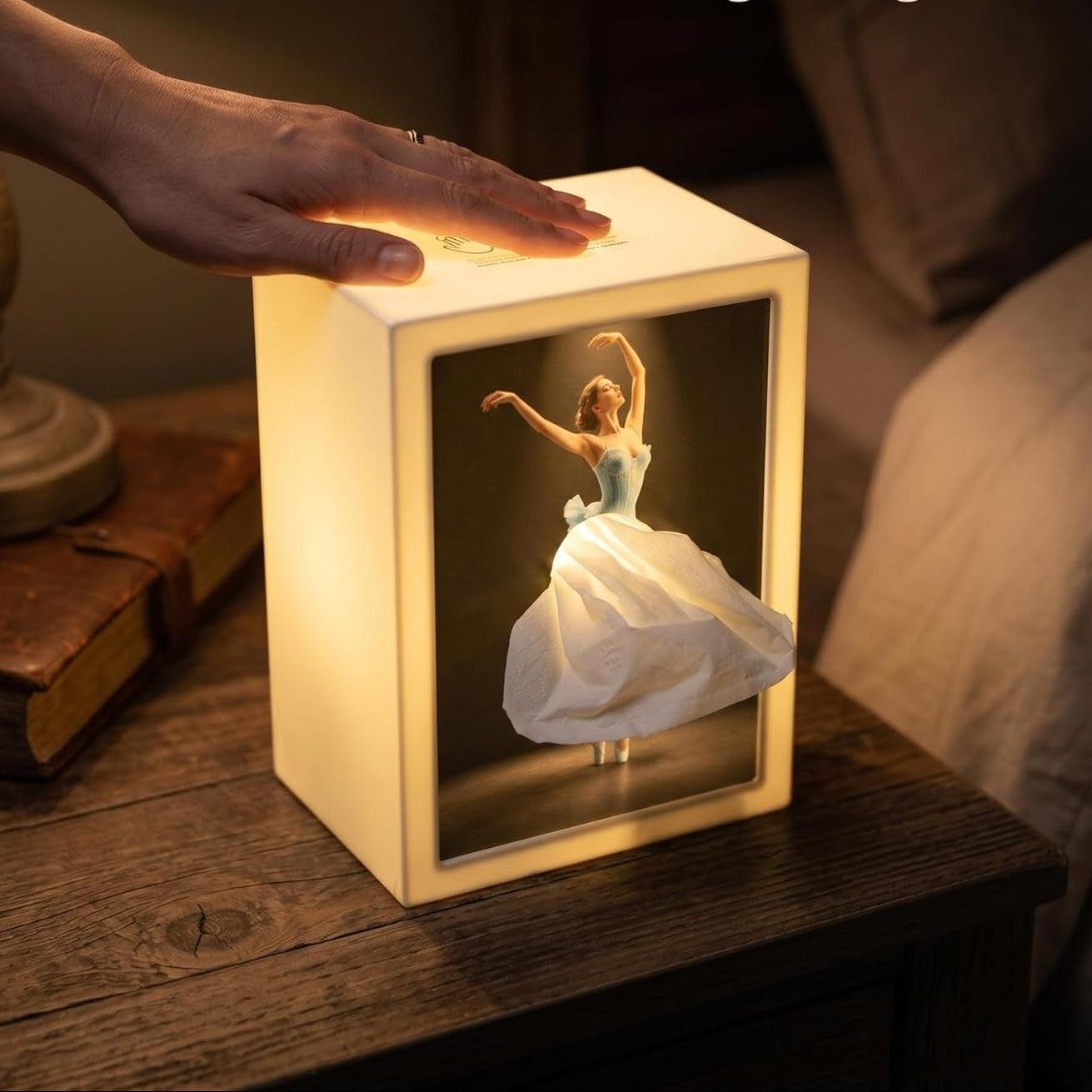 LuxRoyale Enchanting Ballerina Tissue Box with LED Light – Elegant Dance Illusion Decor-Royale Basic