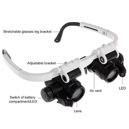 Royaleva LED Glasses Magnifier 8x 15x 23x Adjustable Lens