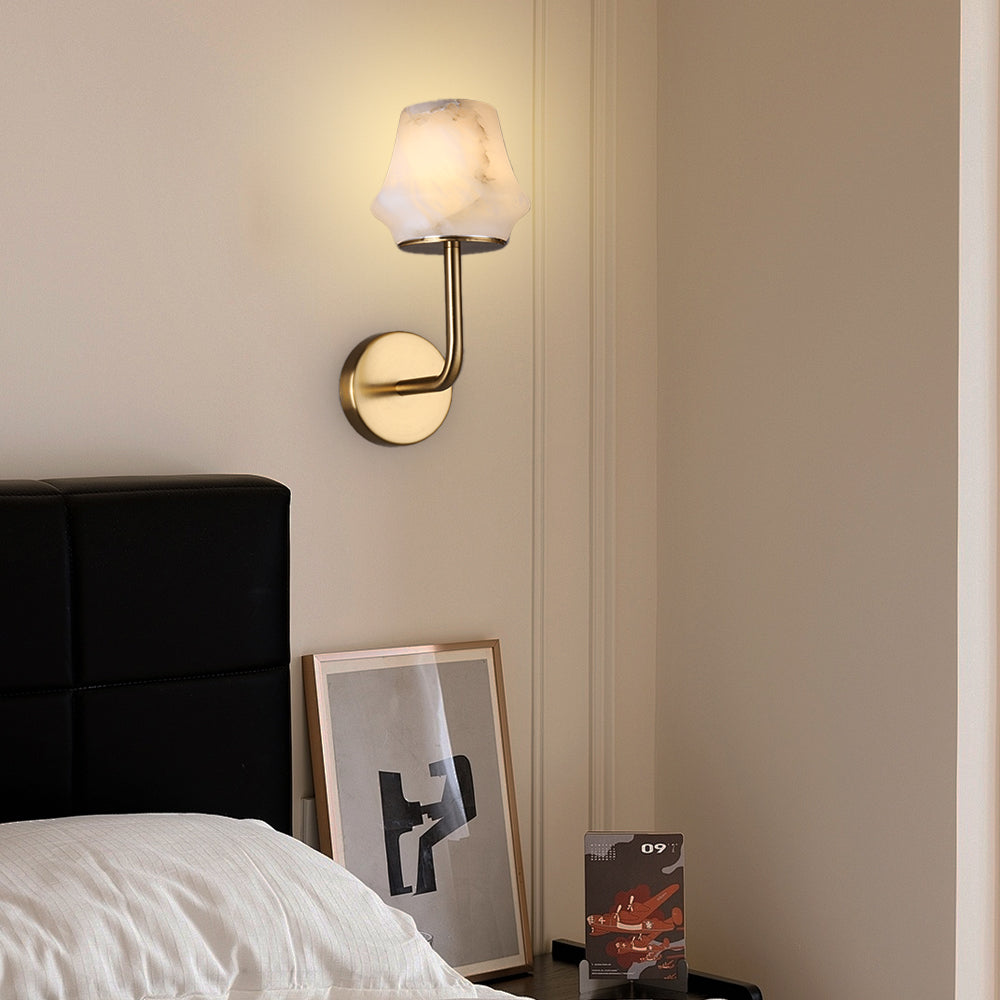 RoyaleGlow Wireless Alabaster Wall Sconce - Rechargeable LED Lamp with Remote Control