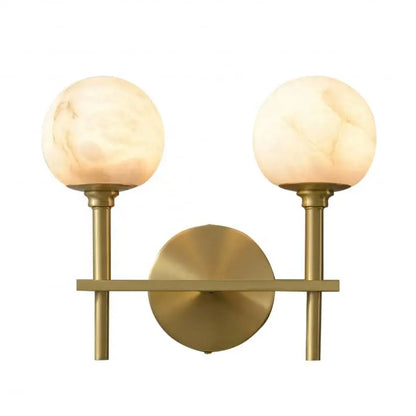 Royelux Modern Brass & Alabaster Globe Wall Sconce for Bedroom & Living Room.