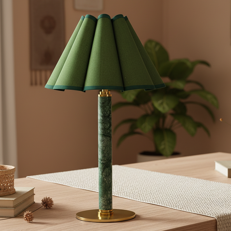 Royelux Modern Alabaster Touch Lamp - Dimmable Cordless LED with Cone Fabric Shade