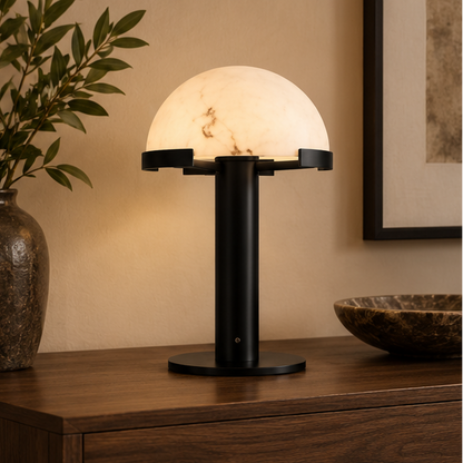 Hemispherical Alabaster Table Lamp