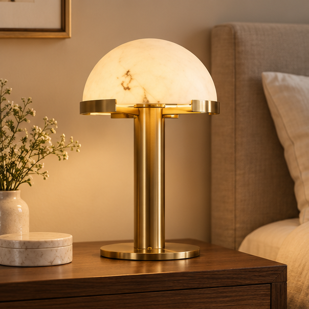 Hemispherical Alabaster Table Lamp
