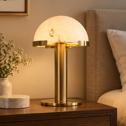 Hemispherical Alabaster Table Lamp