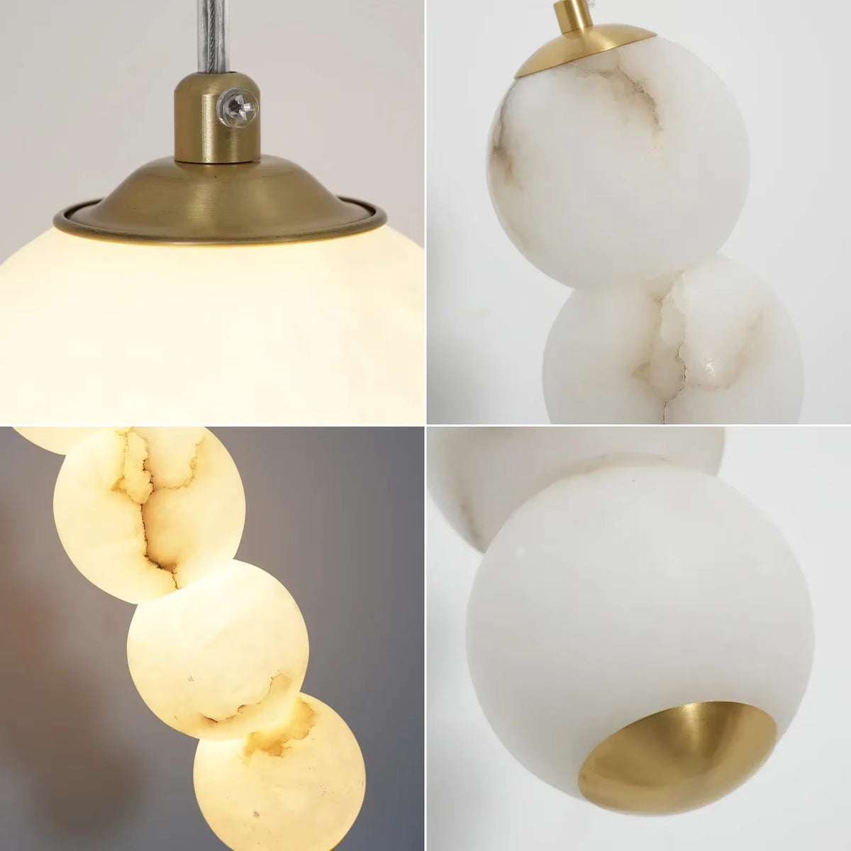 LuxRoyale Alabaster Stone Sphere Pendant Light Modern Hanging Lamp