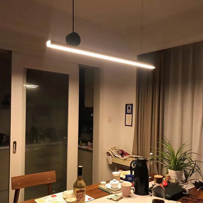 LuxRoyale Modern Linear Pendant Light Bar with Black Orb Accent
