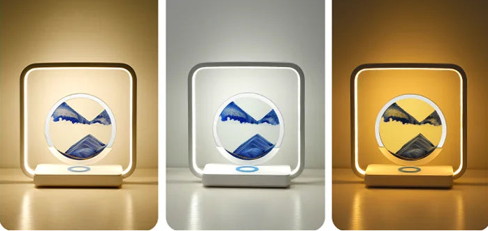 Royelux 3D Moving Sand Art Lamp with 15W Wireless Charger & LED Desk Light