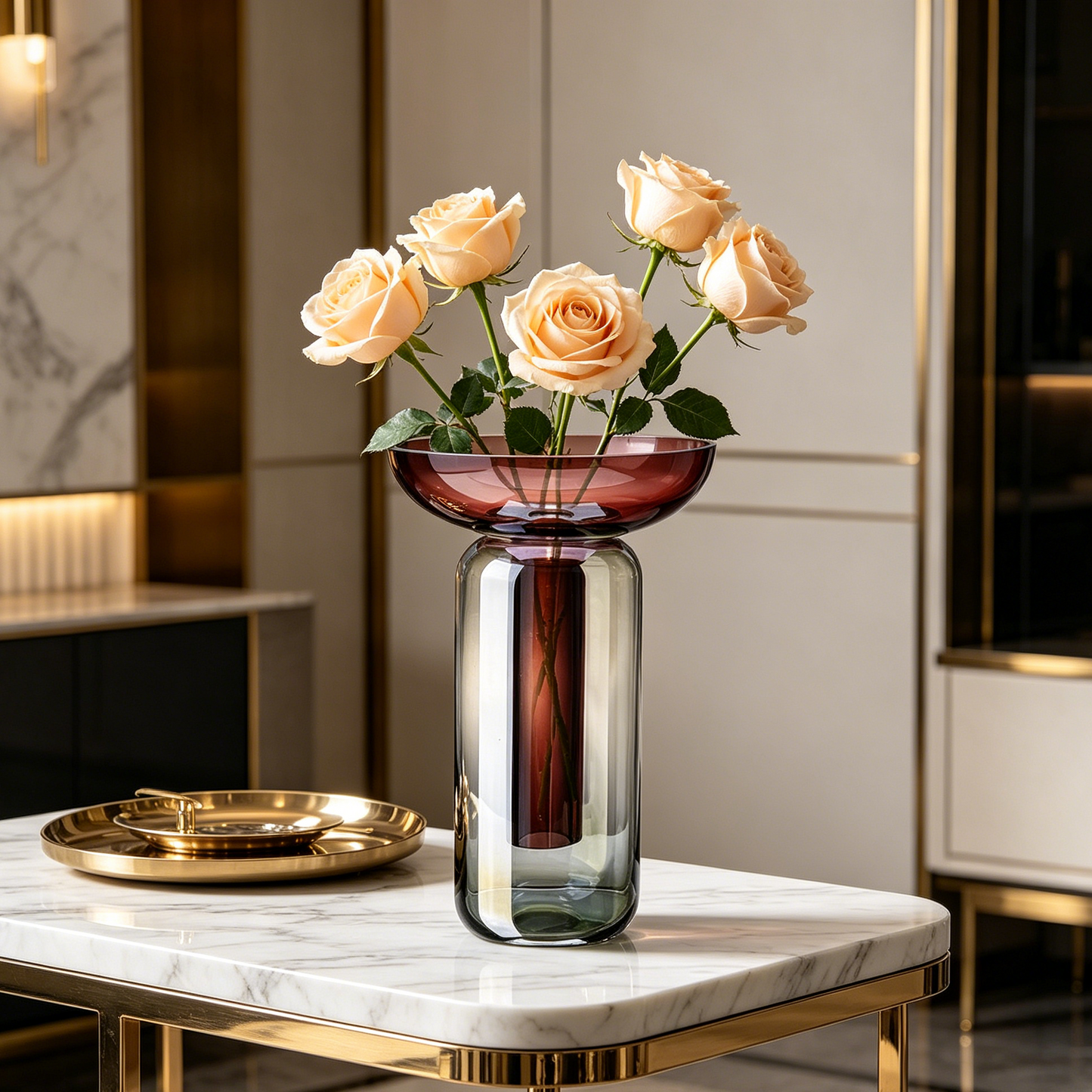 Royelux Modern Gradient Glass Vase - Minimalist Tabletop Decor