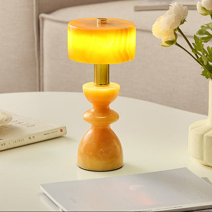 RoyaleGlow Minimalist Marble LED Table Lamp with USB Charging Port