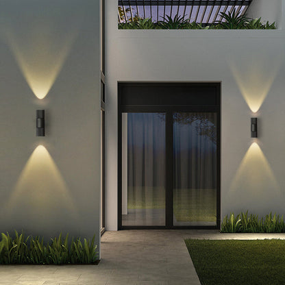 LuxRoyale Gold & Black Outdoor Up Down Wall Sconce - 12W IP65 LED Exterior Light