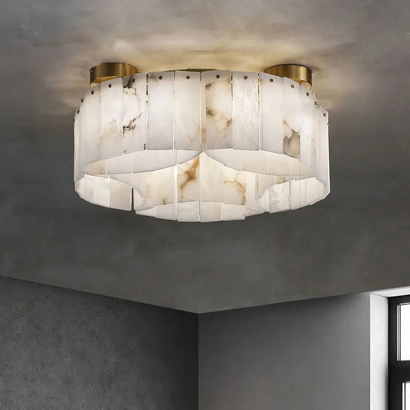 RoyaleGlow Modern Alabaster Flush Mount Ceiling Light for Living Room & Hotel