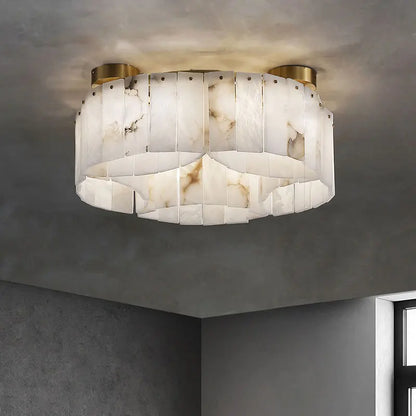 RoyaleGlow Modern Alabaster Flush Mount Ceiling Light for Living Room & Hotel