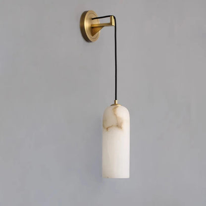 RoyaleGlow Modern Alabaster Wall Sconce - Brass LED Wall Light for Bedroom & Hallway