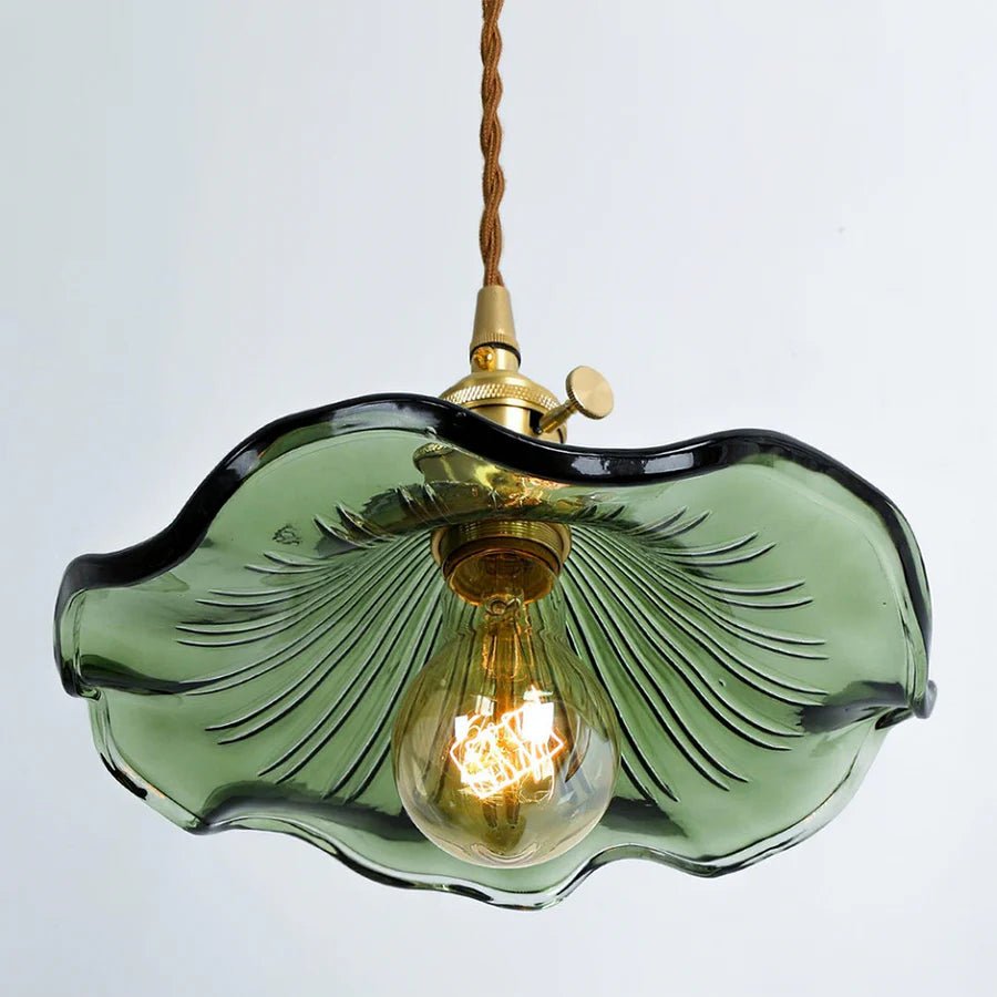 Hibiscus Flower Scalloped Glass Pendant Light 3