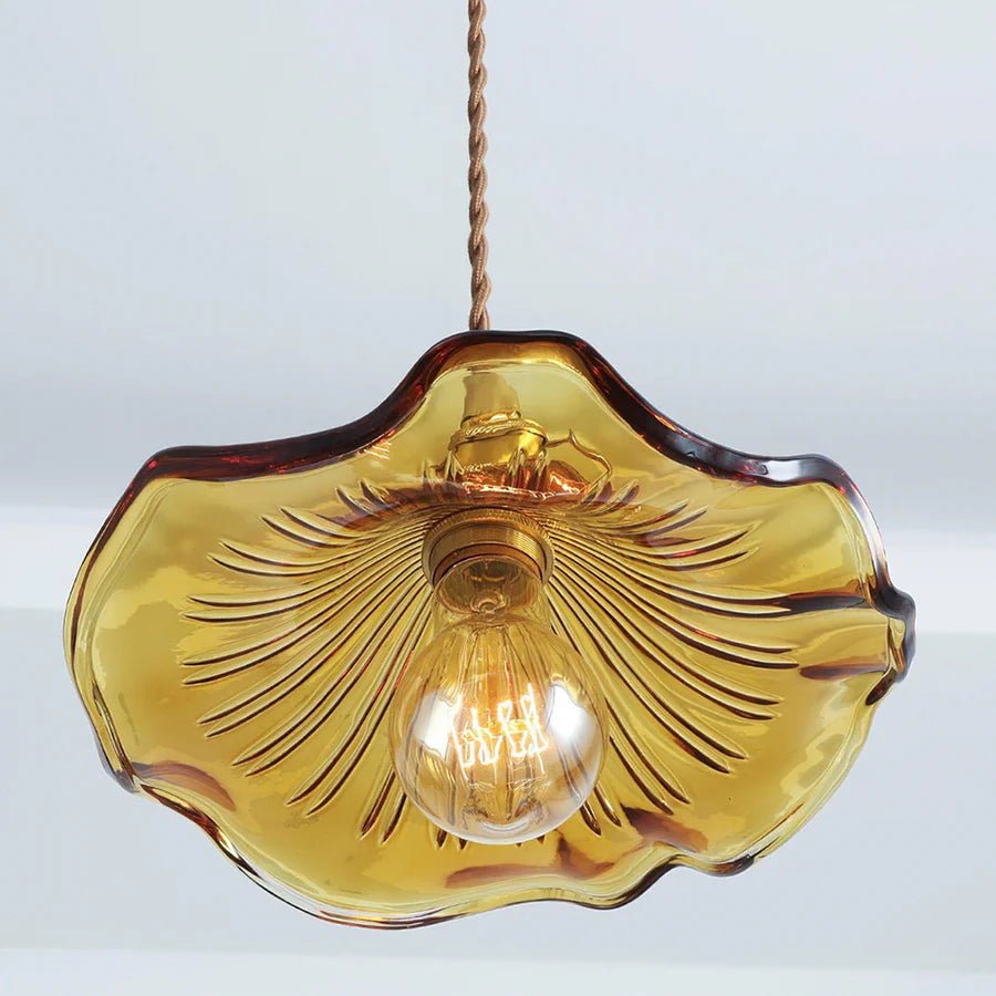 Hibiscus Flower Scalloped Glass Pendant Light 6